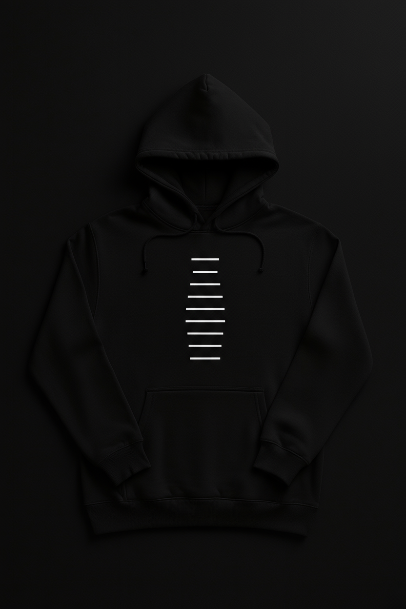 Hanorac negru cu linii geometrice